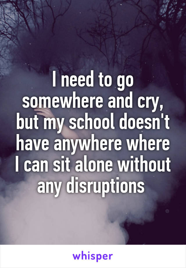 I need to go somewhere and cry, but my school doesn't have anywhere where I can sit alone without any disruptions 