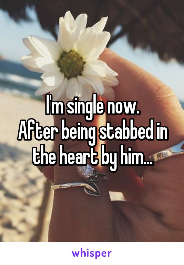 I'm single now.
After being stabbed in the heart by him...