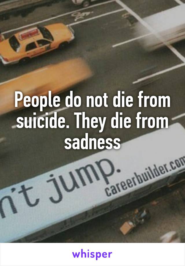 People do not die from suicide. They die from sadness
