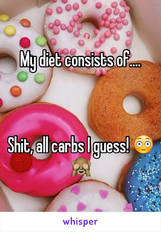 My diet consists of.... 



Shit, all carbs I guess! 😳🙈