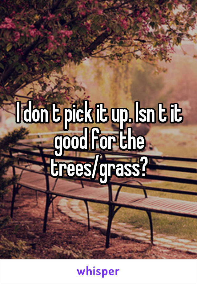 I don t pick it up. Isn t it good for the trees/grass?