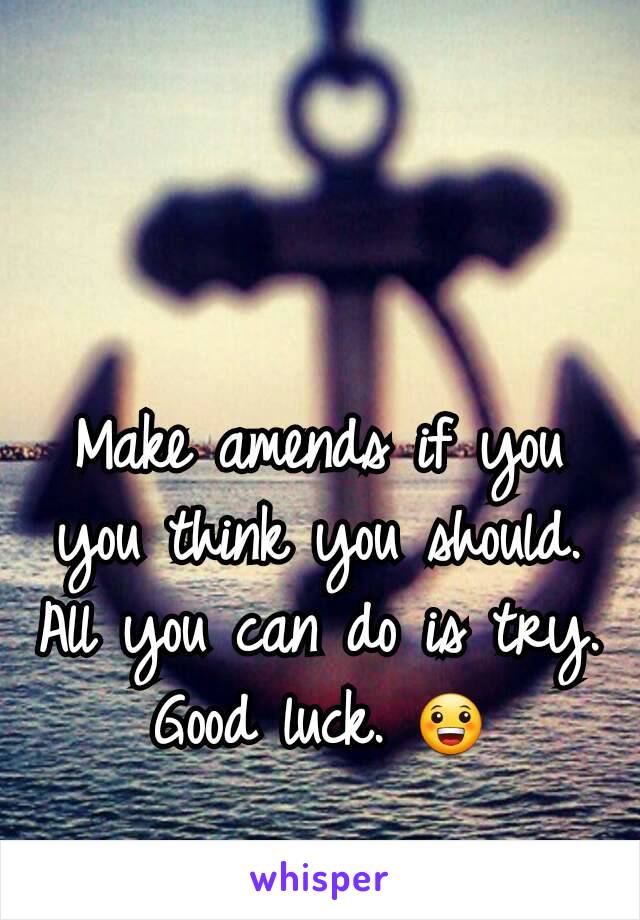 Make amends if you you think you should. All you can do is try. Good luck. 😀

