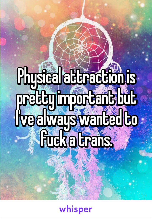 Physical attraction is pretty important but I've always wanted to fuck a trans.