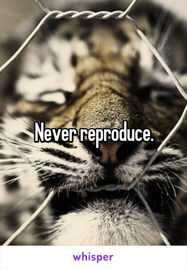 Never reproduce.