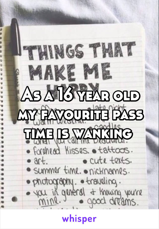 As a 16 year old my favourite pass time is wanking 
