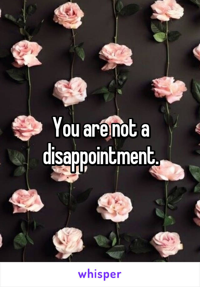 You are not a disappointment.