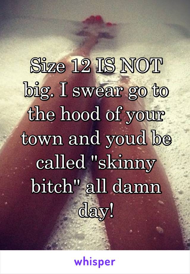 Size 12 IS NOT big. I swear go to the hood of your town and youd be called "skinny bitch" all damn day!