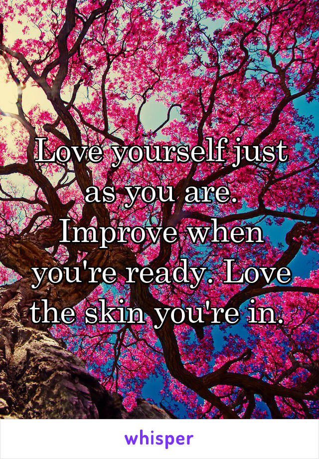 Love yourself just as you are. Improve when you're ready. Love the skin you're in. 