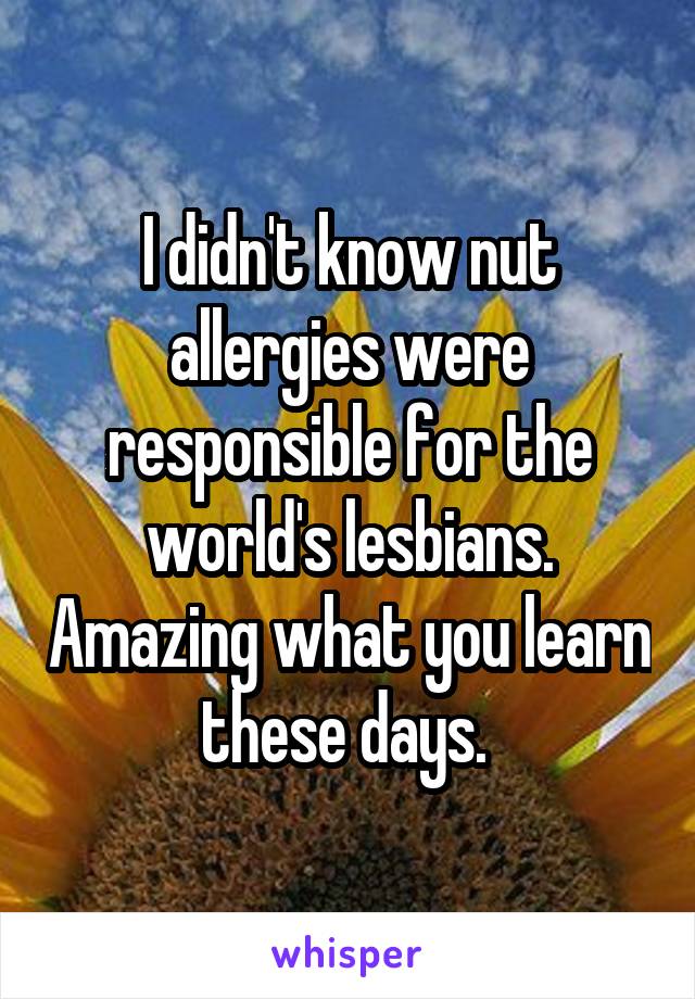 I didn't know nut allergies were responsible for the world's lesbians. Amazing what you learn these days. 