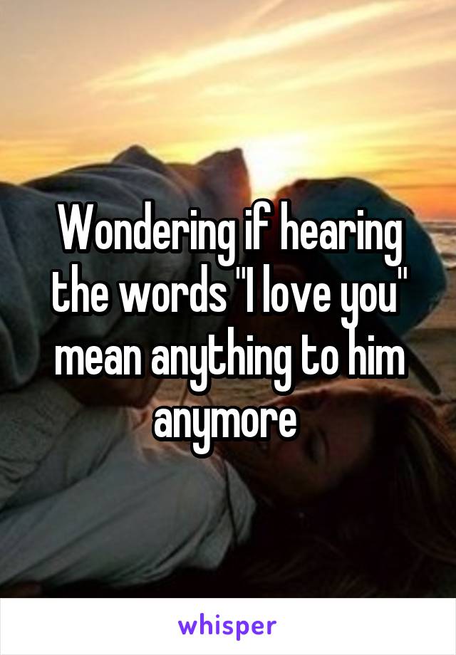 Wondering if hearing the words "I love you" mean anything to him anymore 