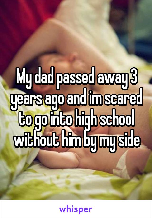 My dad passed away 3 years ago and im scared to go into high school without him by my side
