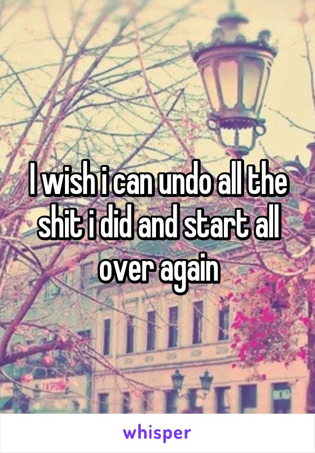 I wish i can undo all the shit i did and start all over again