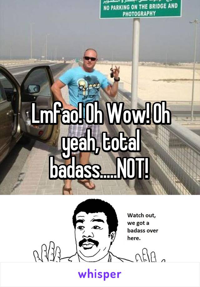 Lmfao! Oh Wow! Oh yeah, total badass.....NOT! 