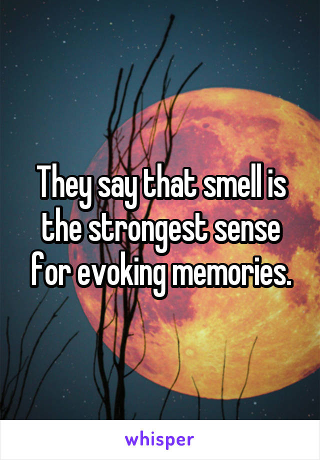They say that smell is the strongest sense for evoking memories.