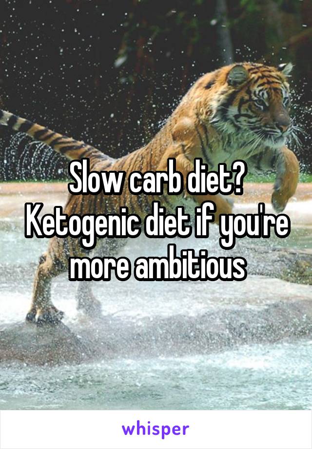 Slow carb diet? Ketogenic diet if you're more ambitious