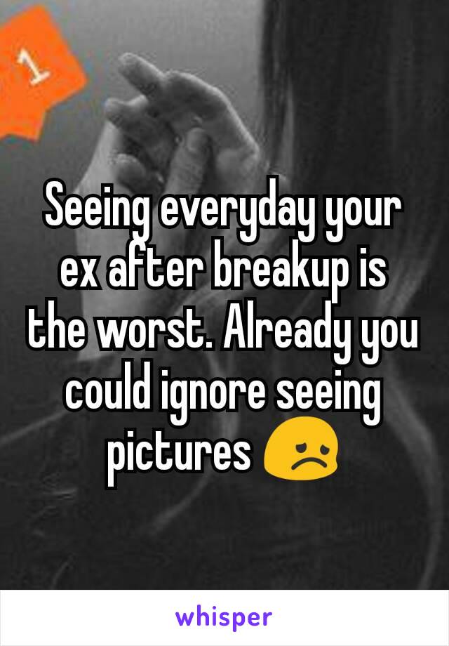 Seeing everyday your ex after breakup is the worst. Already you could ignore seeing pictures 😞