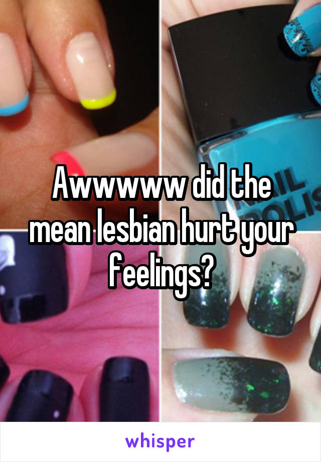 Awwwww did the mean lesbian hurt your feelings?