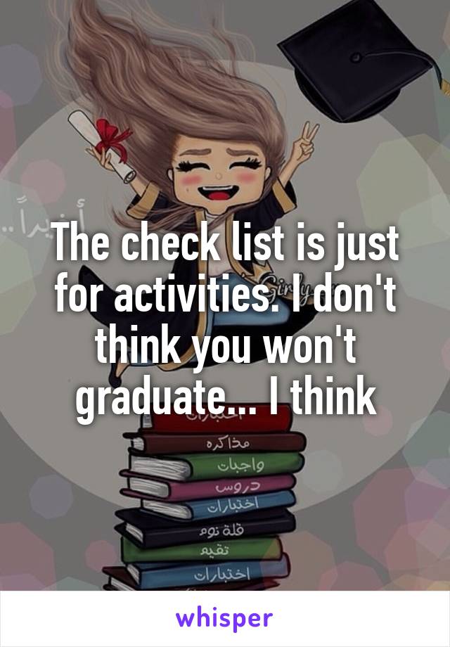 The check list is just for activities. I don't think you won't graduate... I think