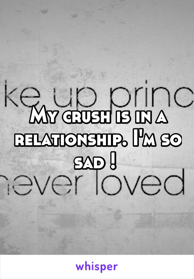 My crush is in a relationship. I'm so sad ! 