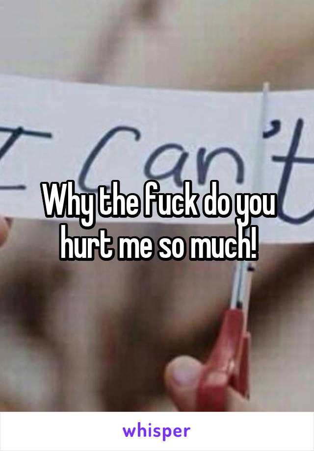 Why the fuck do you hurt me so much!