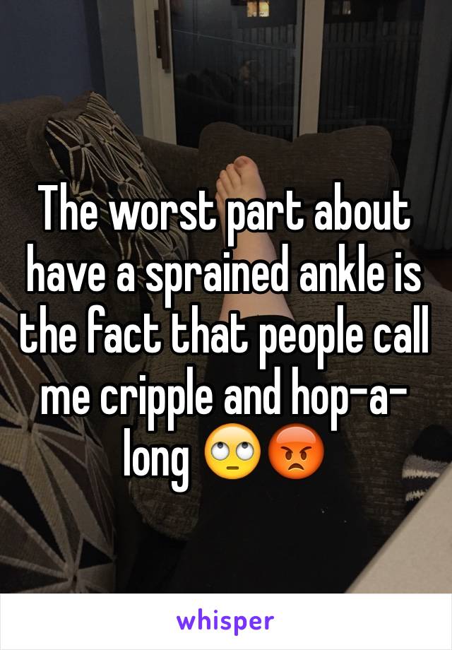 The worst part about have a sprained ankle is the fact that people call me cripple and hop-a-long 🙄😡