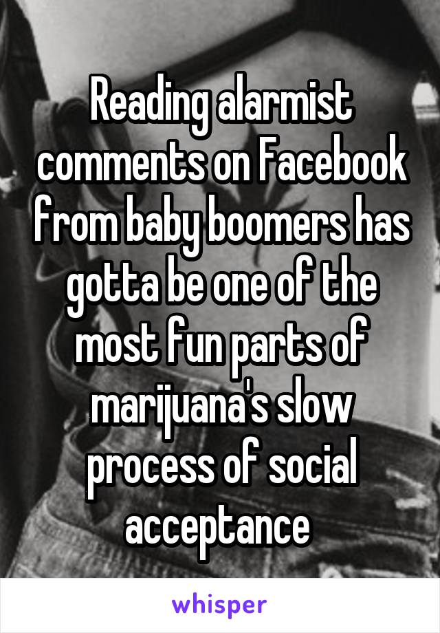 Reading alarmist comments on Facebook from baby boomers has gotta be one of the most fun parts of marijuana's slow process of social acceptance 