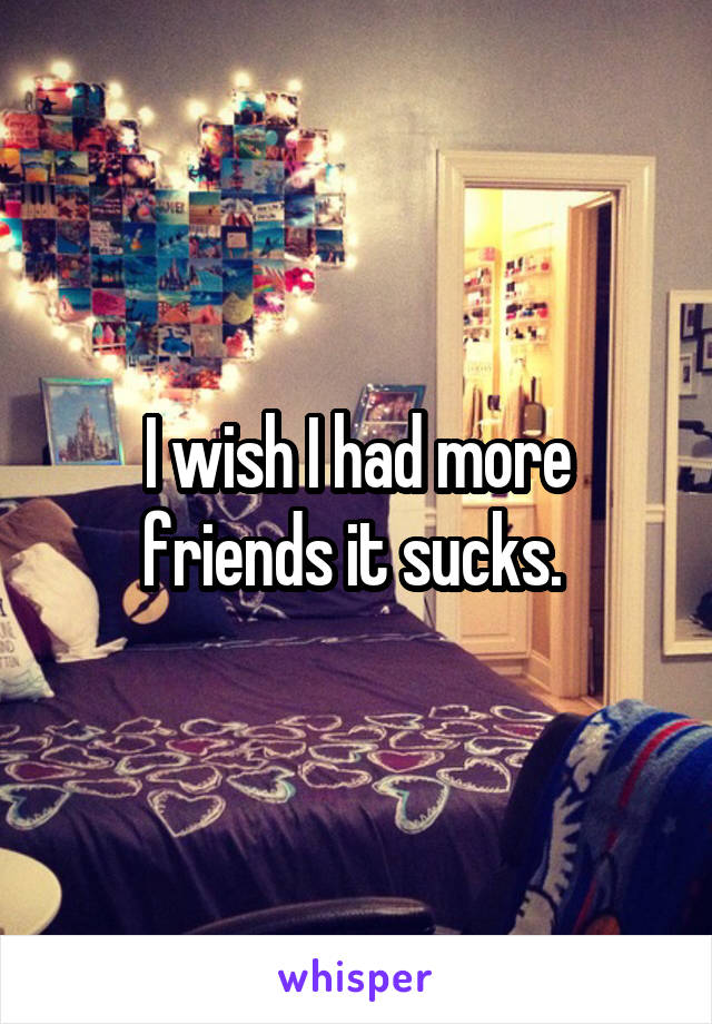 I wish I had more friends it sucks. 