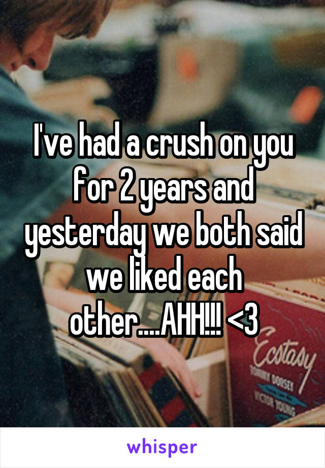 I've had a crush on you for 2 years and yesterday we both said we liked each other....AHH!!! <3