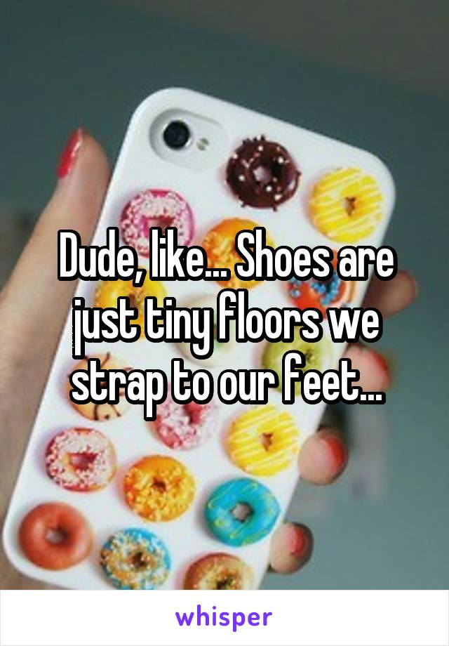 Dude, like... Shoes are just tiny floors we strap to our feet...