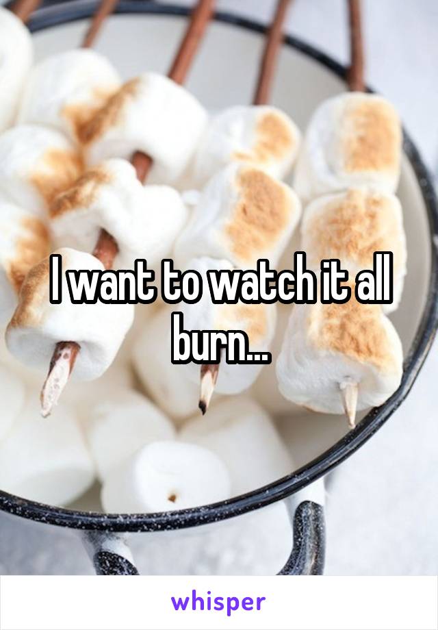 I want to watch it all burn...