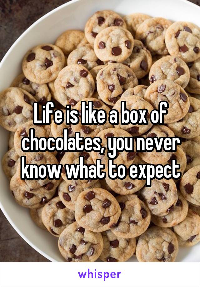 Life is like a box of chocolates, you never know what to expect