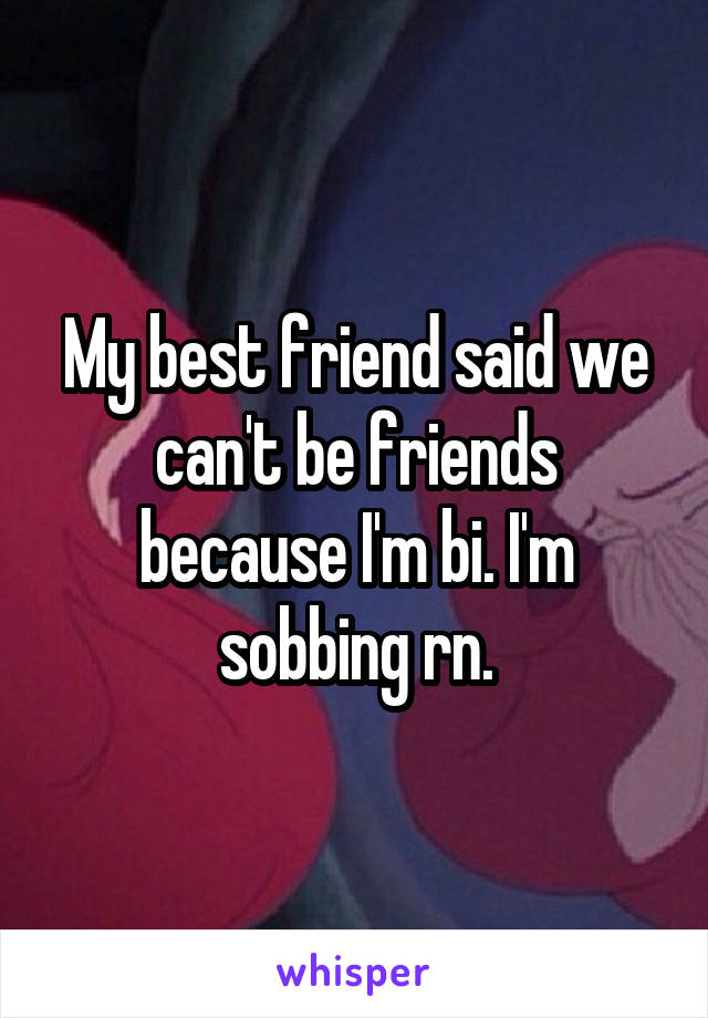My best friend said we can't be friends because I'm bi. I'm sobbing rn.