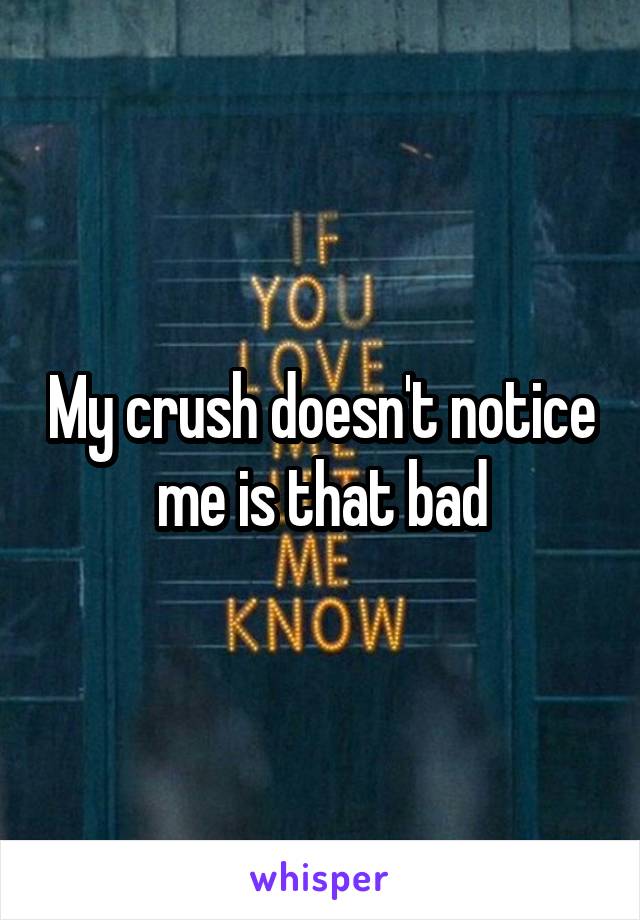 My crush doesn't notice me is that bad