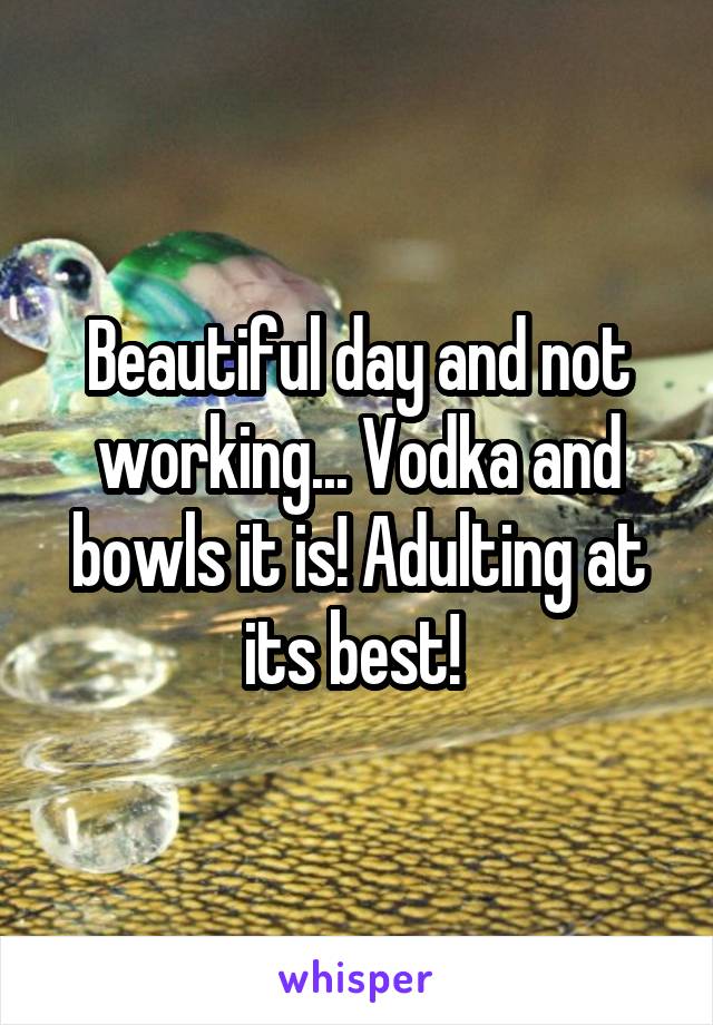 Beautiful day and not working... Vodka and bowls it is! Adulting at its best! 