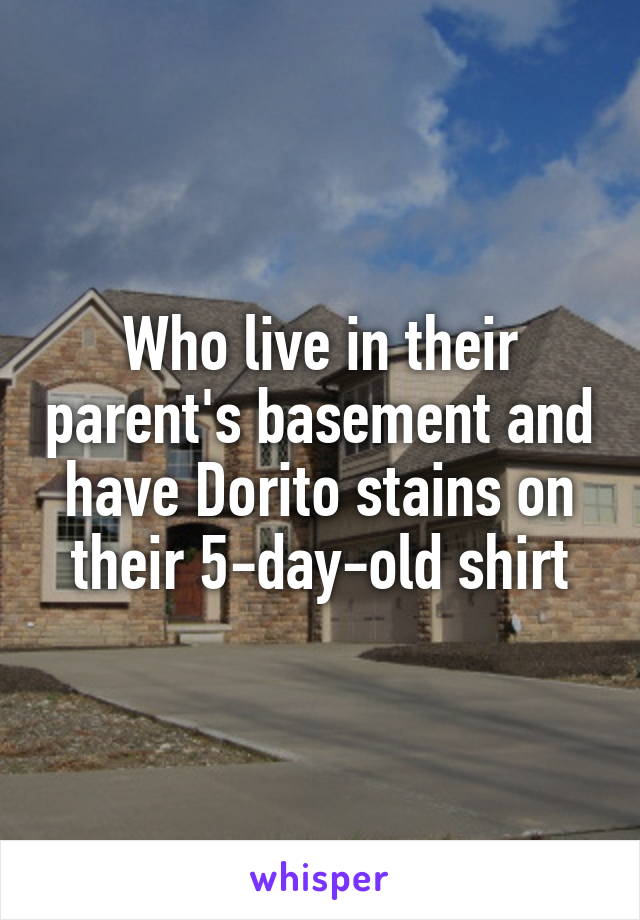 Who live in their parent's basement and have Dorito stains on their 5-day-old shirt