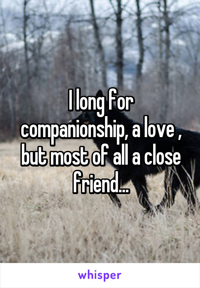 I long for companionship, a love , but most of all a close friend...