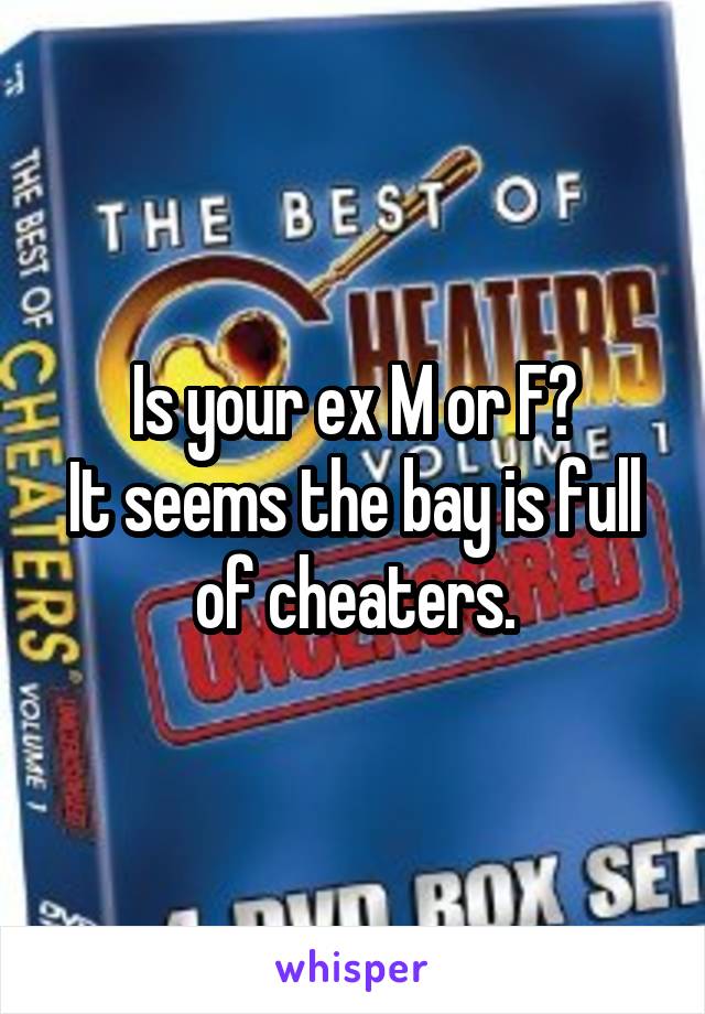Is your ex M or F?
It seems the bay is full of cheaters.
