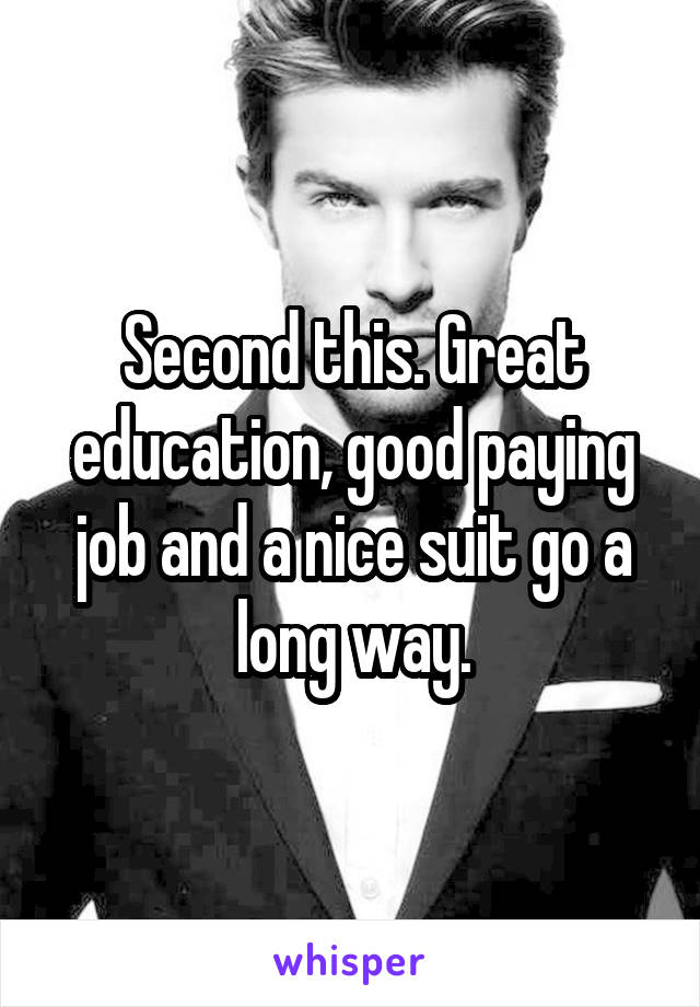 Second this. Great education, good paying job and a nice suit go a long way.