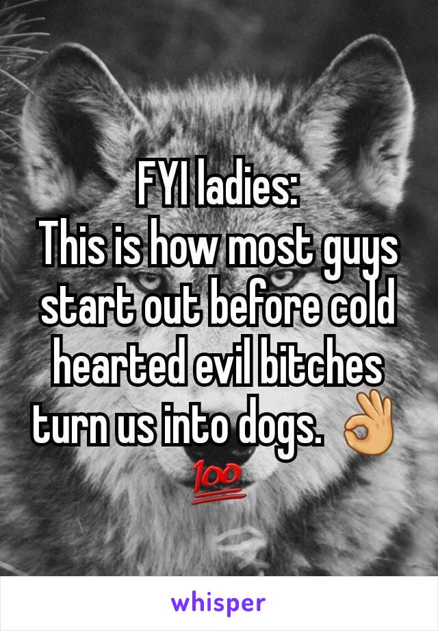 FYI ladies:
This is how most guys start out before cold hearted evil bitches turn us into dogs. 👌💯