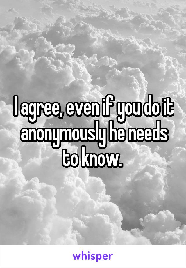 I agree, even if you do it anonymously he needs to know. 