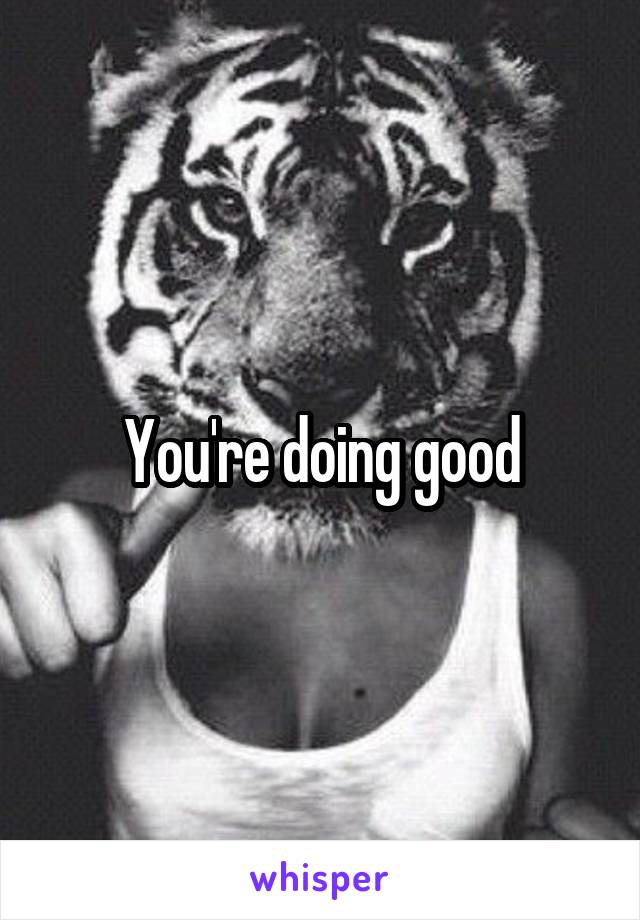 You're doing good