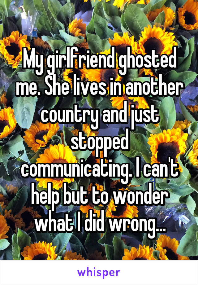 My girlfriend ghosted me. She lives in another country and just stopped communicating. I can't help but to wonder what I did wrong...