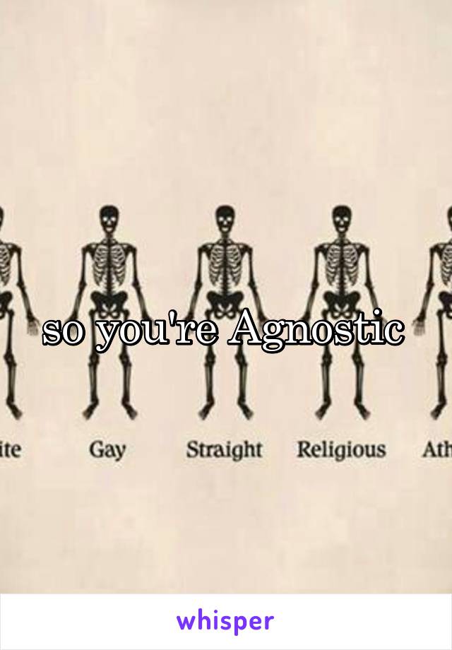so you're Agnostic 