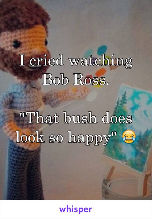 I cried watching Bob Ross.

"That bush does look so happy" 😂