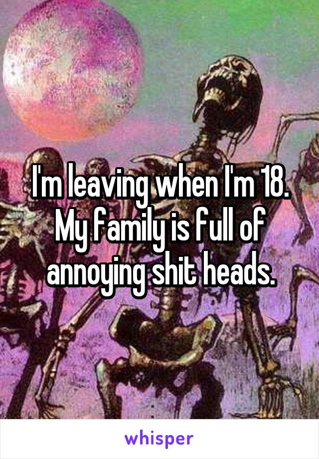 I'm leaving when I'm 18. My family is full of annoying shit heads.