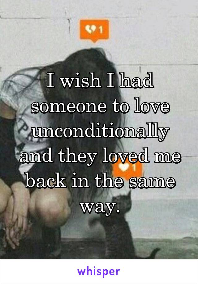 I wish I had someone to love unconditionally and they loved me back in the same way.