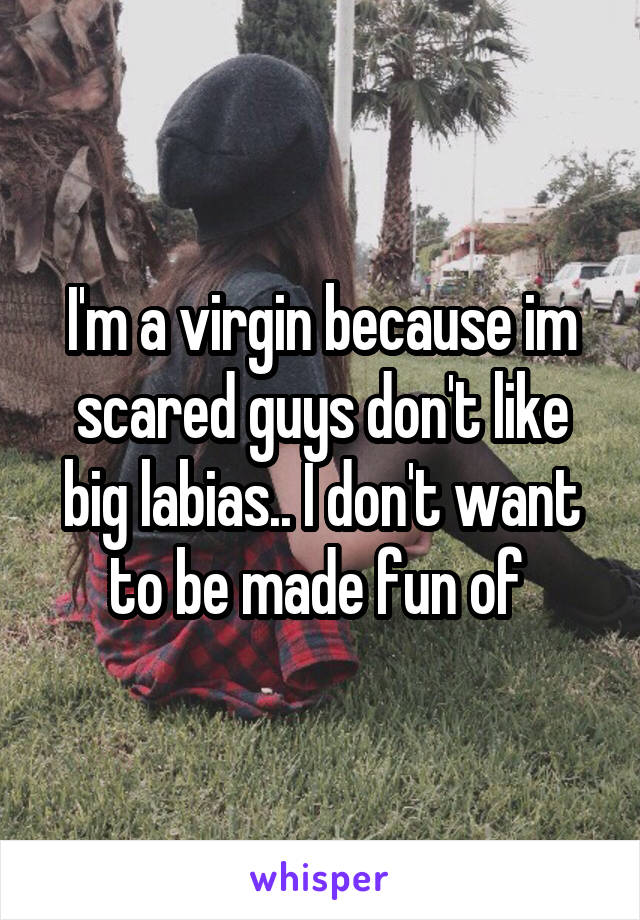 I'm a virgin because im scared guys don't like big labias.. I don't want to be made fun of 