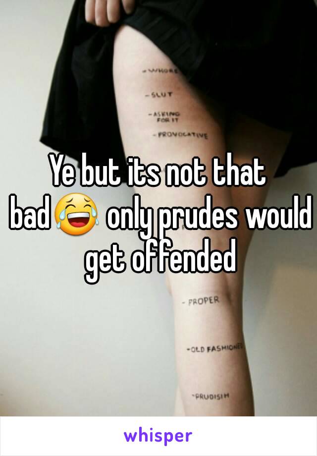 Ye but its not that bad😂 only prudes would get offended