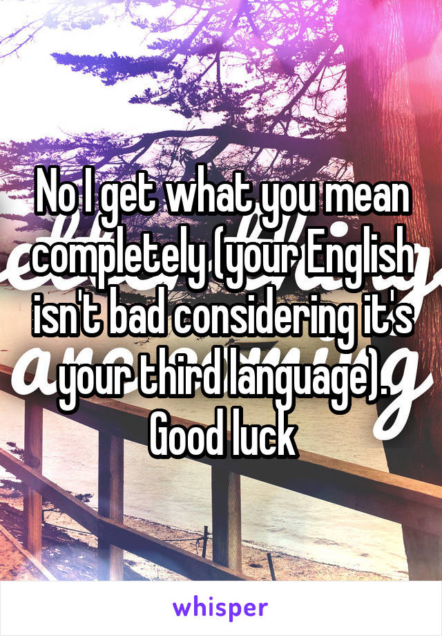 No I get what you mean completely (your English isn't bad considering it's your third language). Good luck