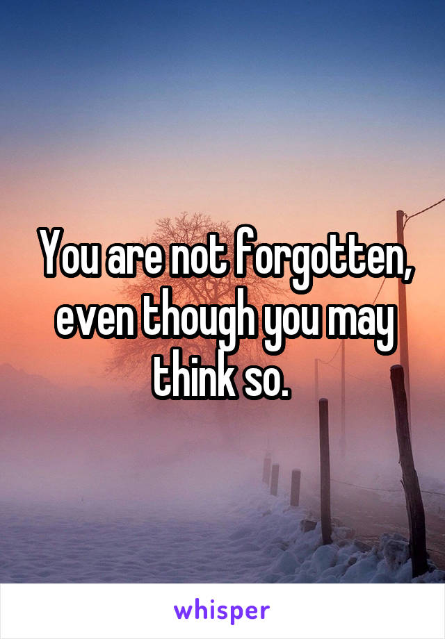 You are not forgotten, even though you may think so. 